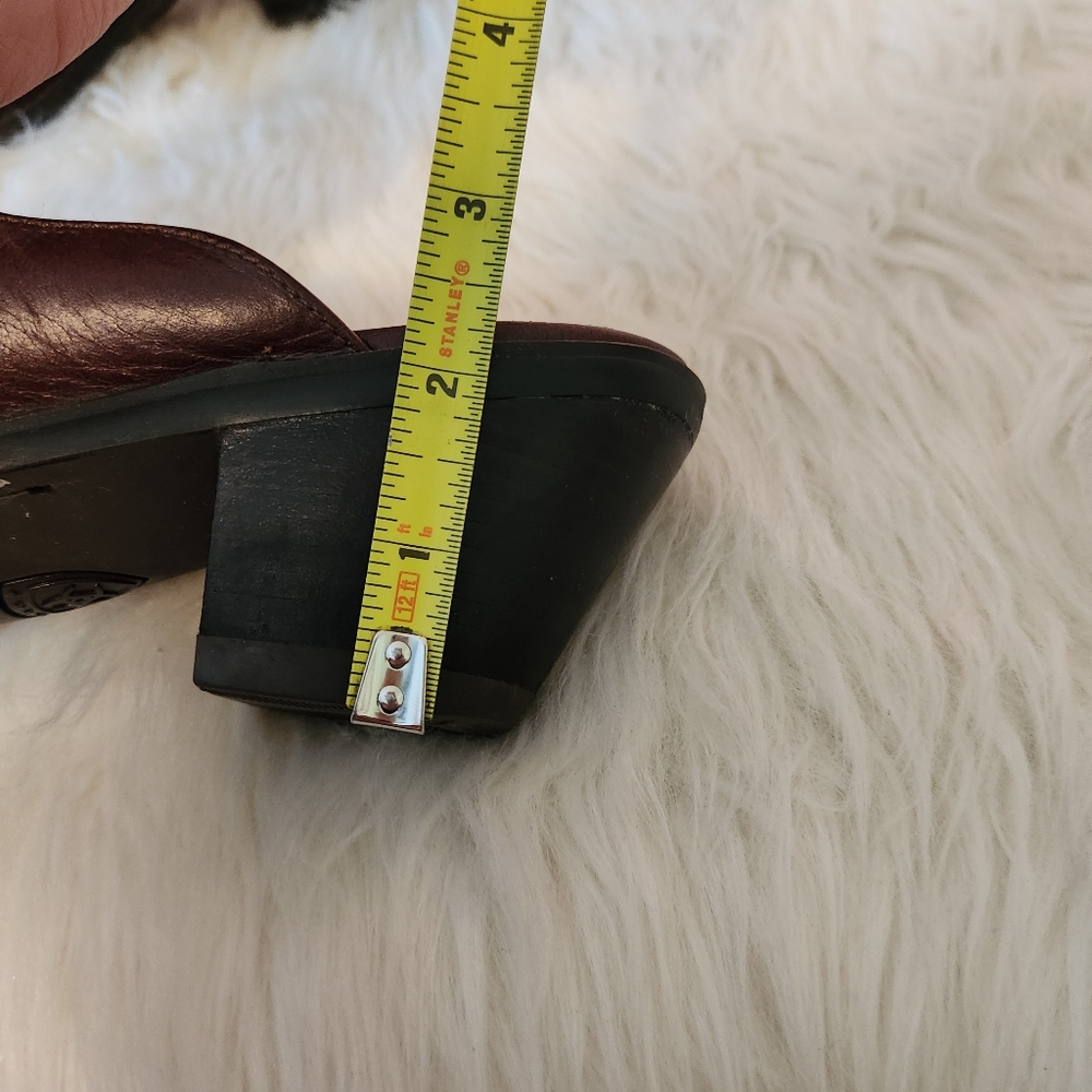 Ariat Brown Leather Block Heel Point Toe Wedge Slip On Mule Shoes - Picture 10 of 10